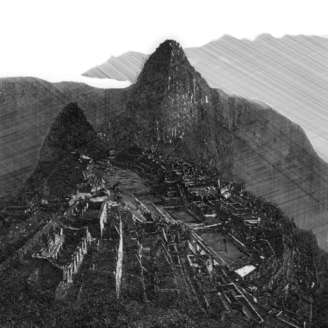 The Cloud Citadel — cross-hatch illustration by Paschar