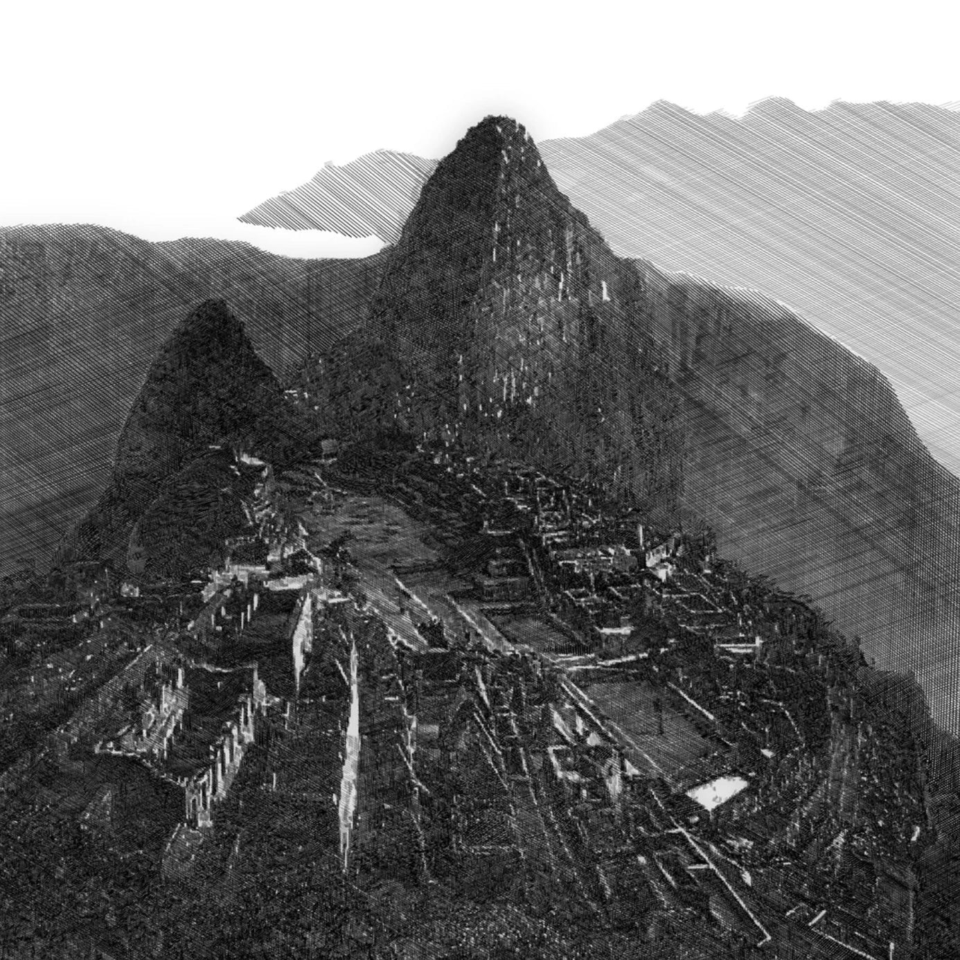 The Cloud Citadel — cross-hatch illustration by Paschar