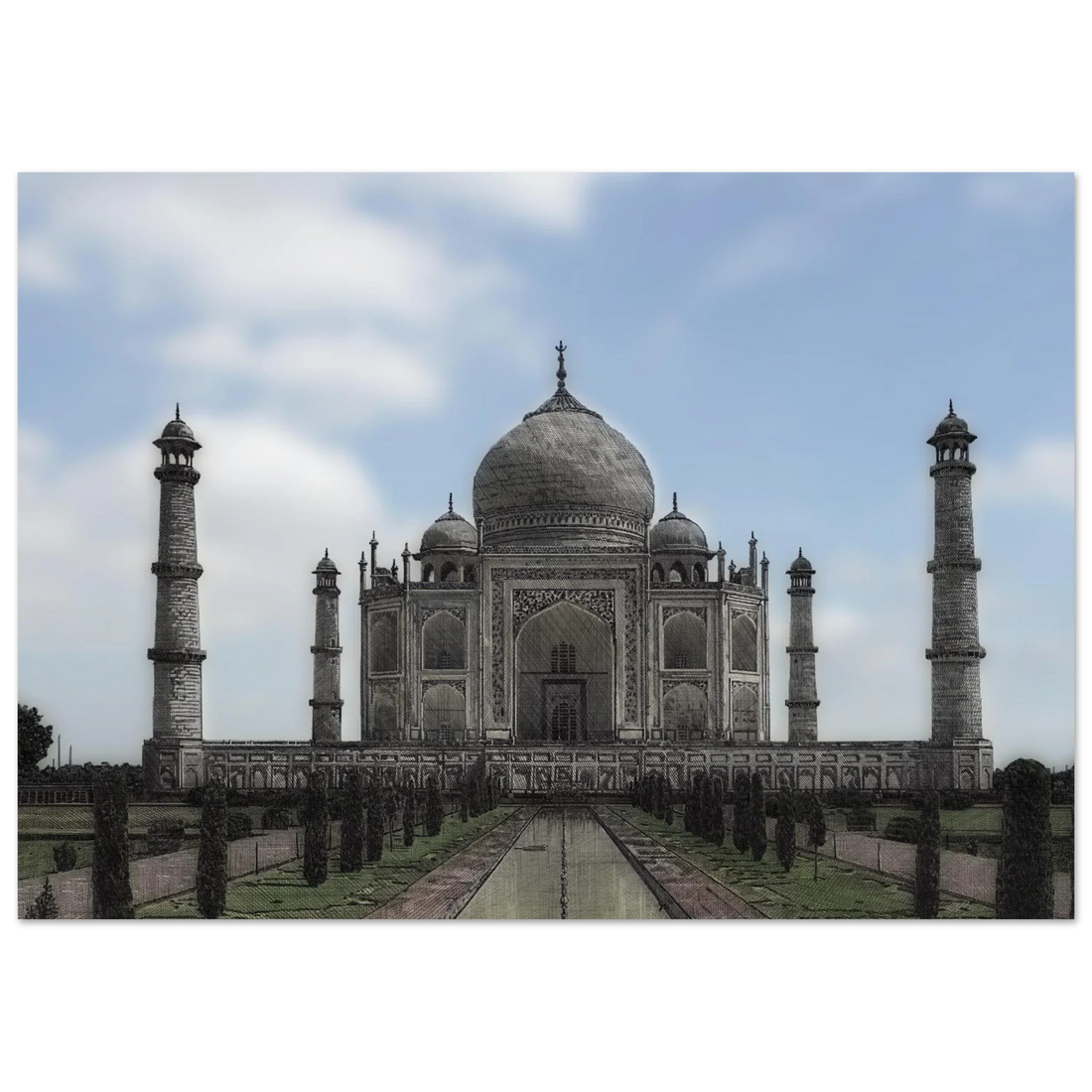 The Eternal Tribute — cross-hatch illustration of the Taj Mahal by Paschar